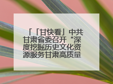 「甘快看」中共甘肃省委召开“深度挖掘历史文化资源服务甘肃高质量发展”专题协商座谈会 胡昌升主持并讲话