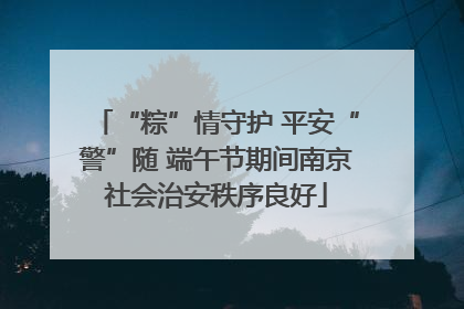 “粽”情守护 平安“警”随 端午节期间南京社会治安秩序良好
