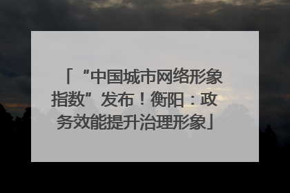 “中国城市网络形象指数”发布！衡阳：政务效能提升治理形象
