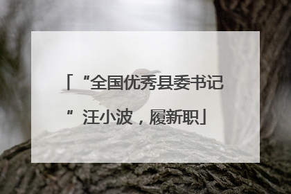 “全国优秀县委书记”汪小波，履新职