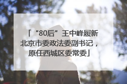 “80后”王中峰履新北京市委政法委副书记，原任西城区委常委