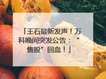 王石最新发声！万科晚间突发公告：“售股”回血！