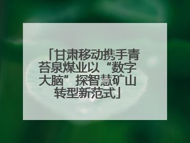 甘肃移动携手青苔泉煤业以“数字大脑”探智慧矿山转型新范式