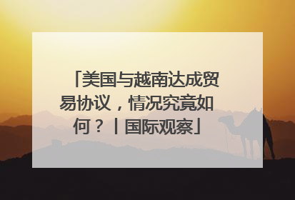 美国与越南达成贸易协议，情况究竟如何？丨国际观察
