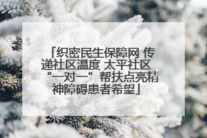 织密民生保障网 传递社区温度 太平社区“一对一”帮扶点亮精神障碍患者希望