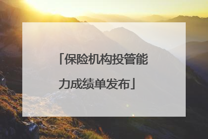 保险机构投管能力成绩单发布