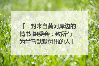 一封来自黄河岸边的情书 组委会：致所有为兰马默默付出的人