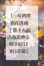 一年四季·泉在济南｜第十九届济南茶博会将于6月20日开幕
