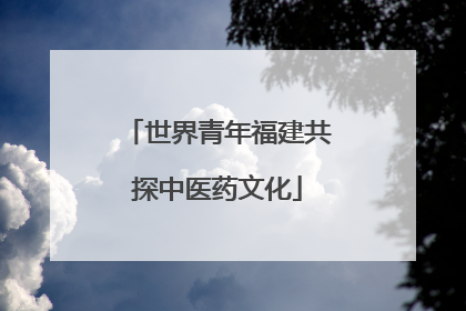 世界青年福建共探中医药文化