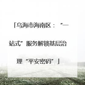 乌海市海南区：“一站式”服务解锁基层治理“平安密码”