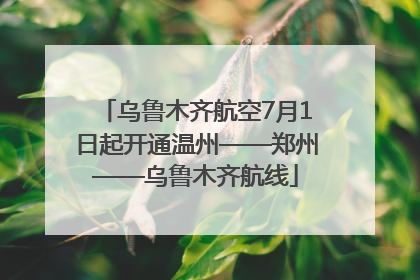 乌鲁木齐航空7月1日起开通温州——郑州——乌鲁木齐航线