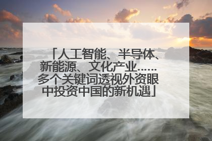 人工智能、半导体、新能源、文化产业……多个关键词透视外资眼中投资中国的新机遇
