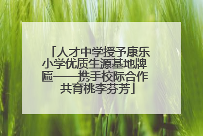 人才中学授予康乐小学优质生源基地牌匾——携手校际合作  共育桃李芬芳