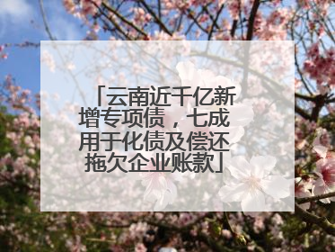 云南近千亿新增专项债，七成用于化债及偿还拖欠企业账款
