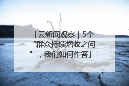 云新闻观察｜5个“群众持续增收之问”，我们如何作答