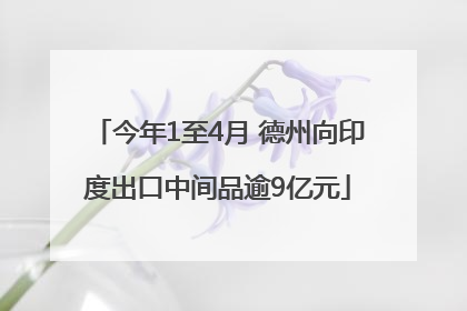今年1至4月 德州向印度出口中间品逾9亿元
