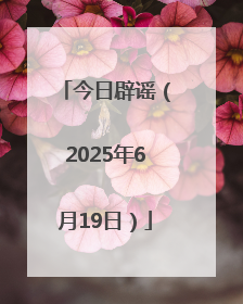 今日辟谣（2025年6月19日）