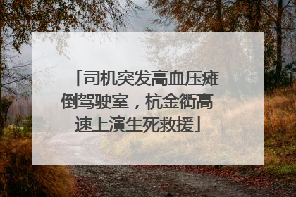 司机突发高血压瘫倒驾驶室，杭金衢高速上演生死救援