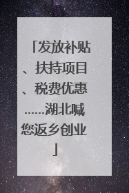 发放补贴、扶持项目、税费优惠……湖北喊您返乡创业