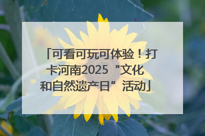 可看可玩可体验！打卡河南2025“文化和自然遗产日”活动