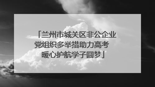 兰州市城关区非公企业党组织多举措助力高考 暖心护航学子圆梦