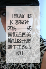 感恩门栋长 凝聚社区情——杨园街道四美塘社区开展端午主题活动