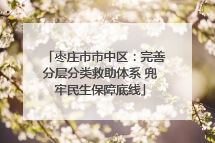 枣庄市市中区：完善分层分类救助体系 兜牢民生保障底线