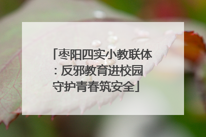 枣阳四实小教联体：反邪教育进校园 守护青春筑安全