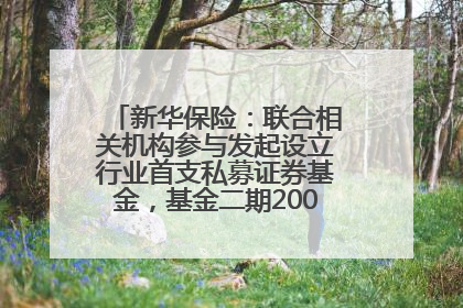 新华保险：联合相关机构参与发起设立行业首支私募证券基金，基金二期200亿元已募集完毕