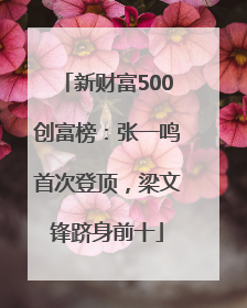 新财富500创富榜：张一鸣首次登顶，梁文锋跻身前十