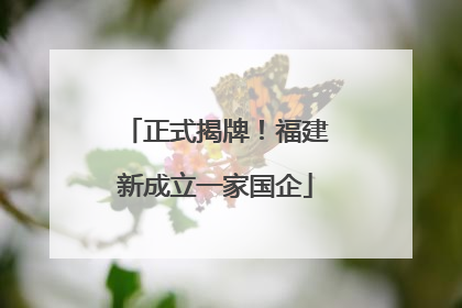 正式揭牌！福建新成立一家国企