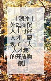 潮评丨外籍商贸人士可评人才，展现了“大人才观”的开放胸襟