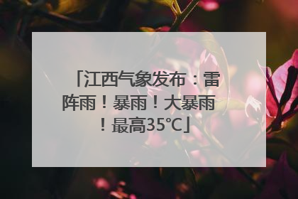 江西气象发布：雷阵雨！暴雨！大暴雨！最高35℃