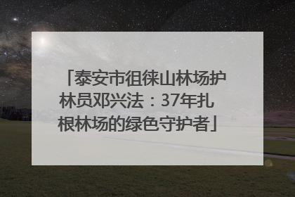 泰安市徂徕山林场护林员邓兴法：37年扎根林场的绿色守护者