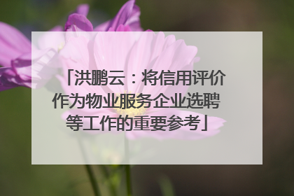 洪鹏云：将信用评价作为物业服务企业选聘等工作的重要参考