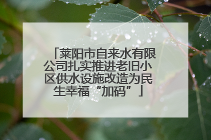莱阳市自来水有限公司扎实推进老旧小区供水设施改造为民生幸福“加码”