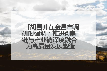 胡昌升在金昌市调研时强调：推进创新链与产业链深度融合 为高质量发展塑造新动能新优势