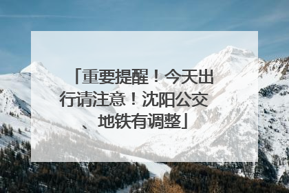 重要提醒！今天出行请注意！沈阳公交、地铁有调整