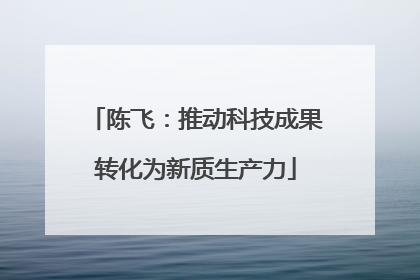 陈飞：推动科技成果转化为新质生产力