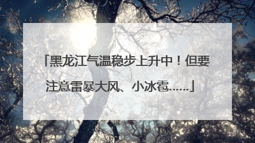黑龙江气温稳步上升中！但要注意雷暴大风、小冰雹……
