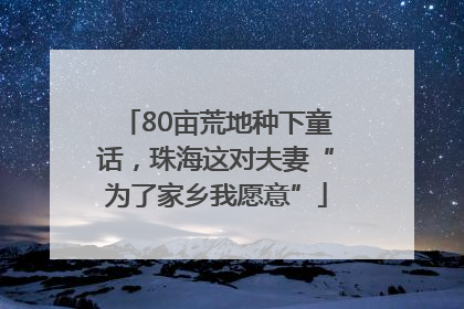 80亩荒地种下童话，珠海这对夫妻“为了家乡我愿意”